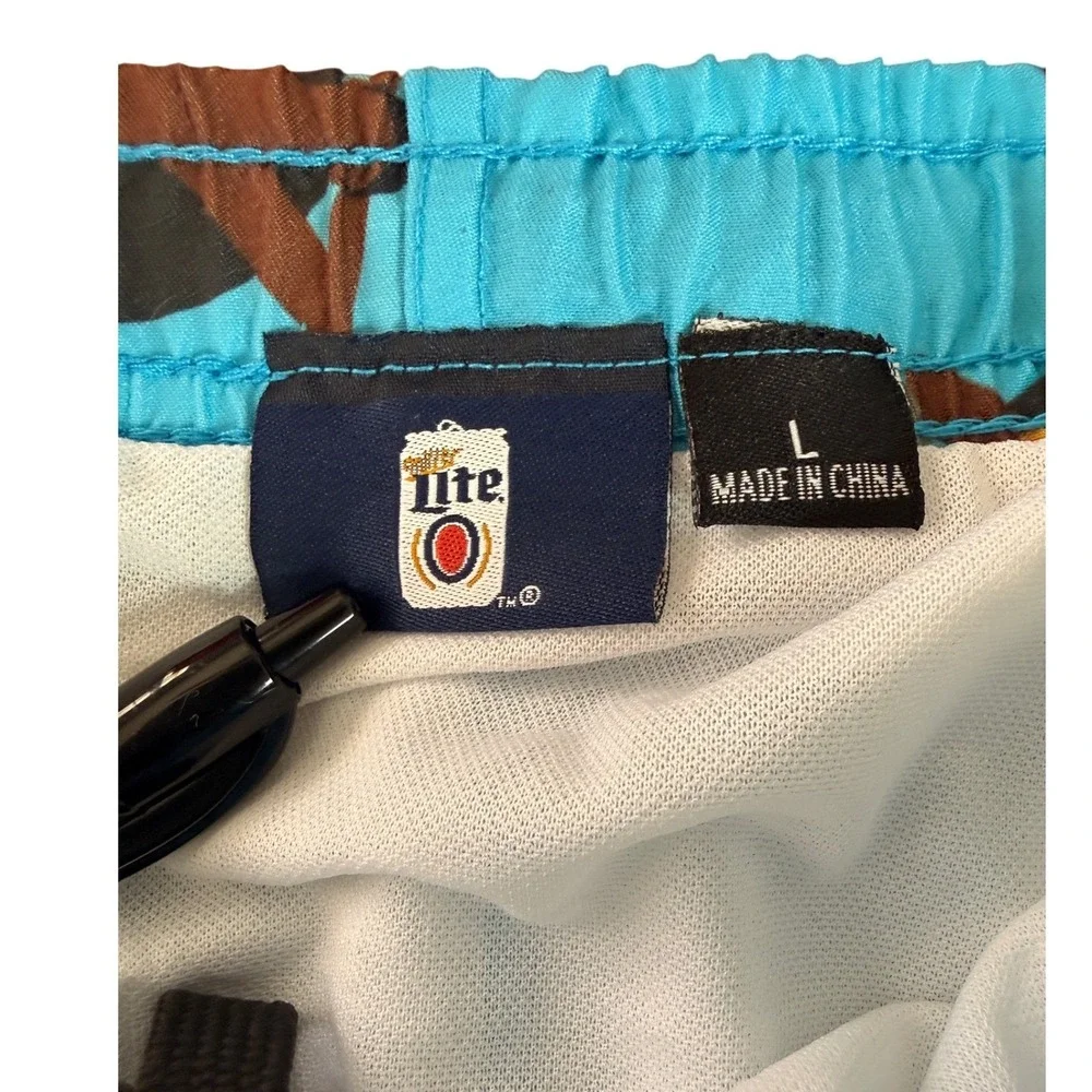 FOCO Miller‎ Lite Mens Blue Beach Graphic Swim Trunks Shorts NWT Large